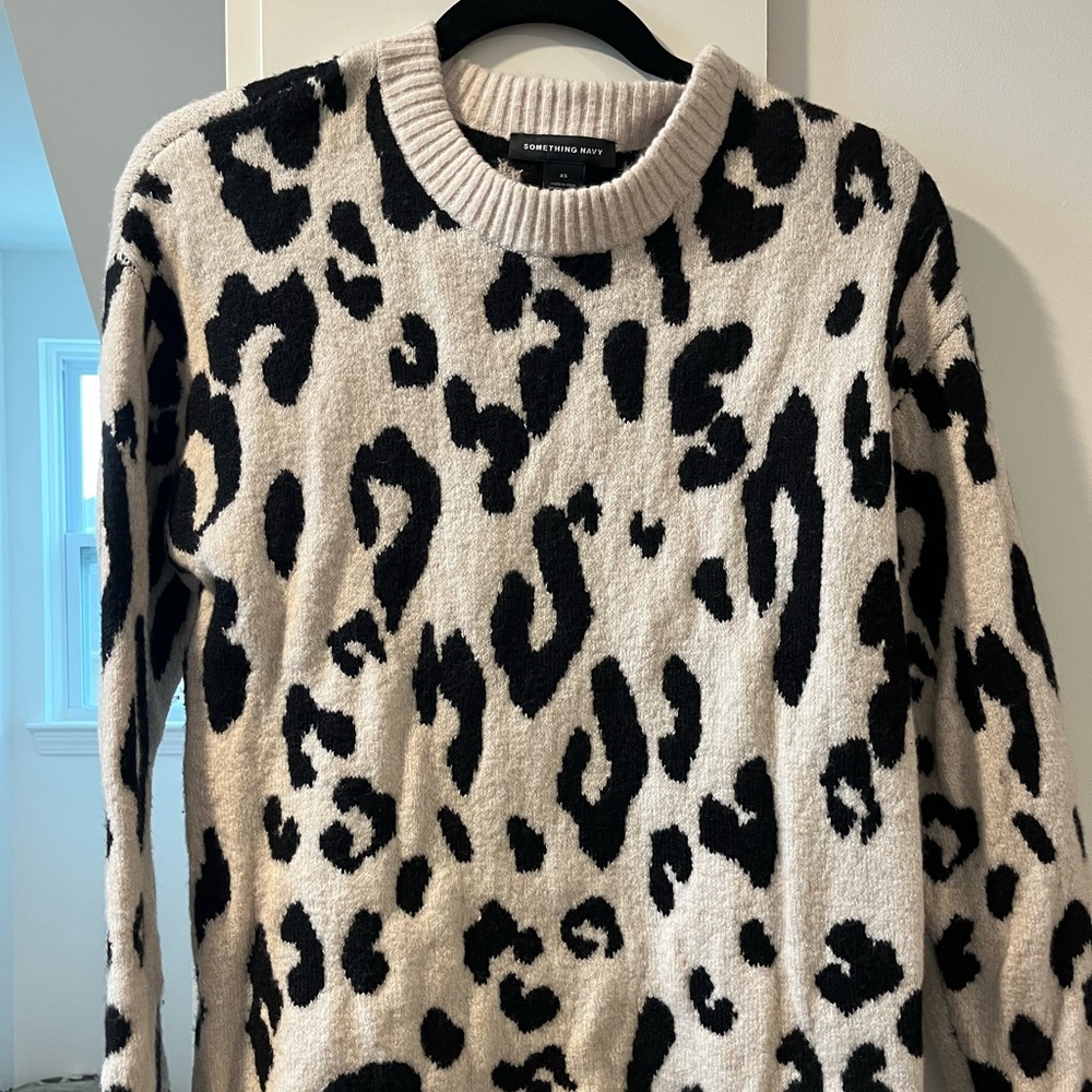 ‘Something Navy’ Leopard Sweater